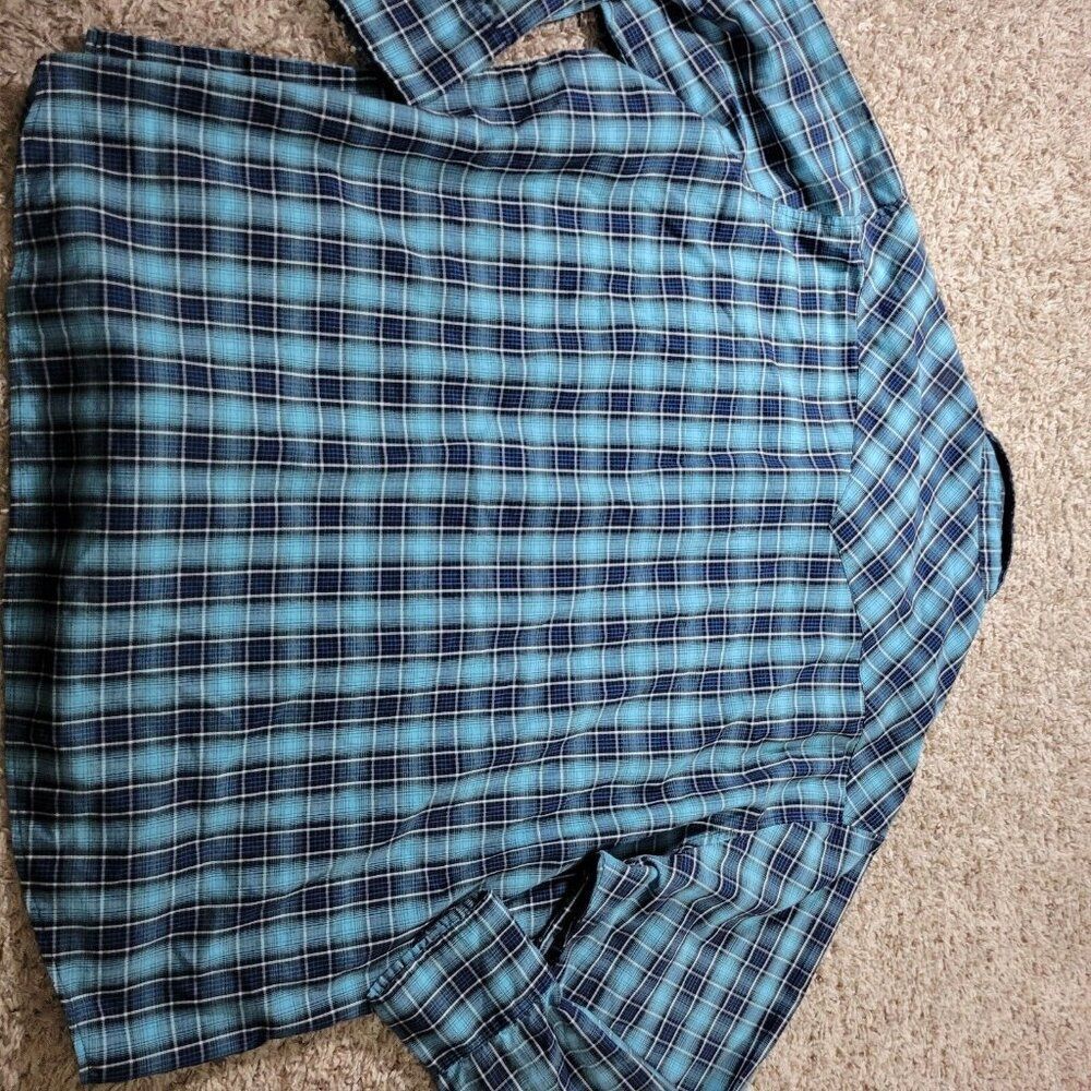 Wrangler Pearl Snap Shirt Mens 2XL Blue Cowboy Western Rodeo Plaid Long Sleeve - Picture 7 of 9